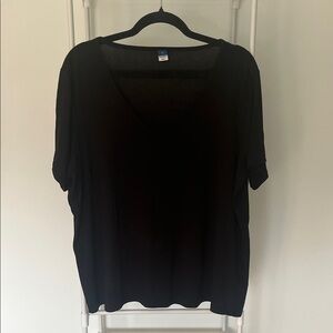 Old Navy Black Luxe V-Neck Short Sleeve Tee